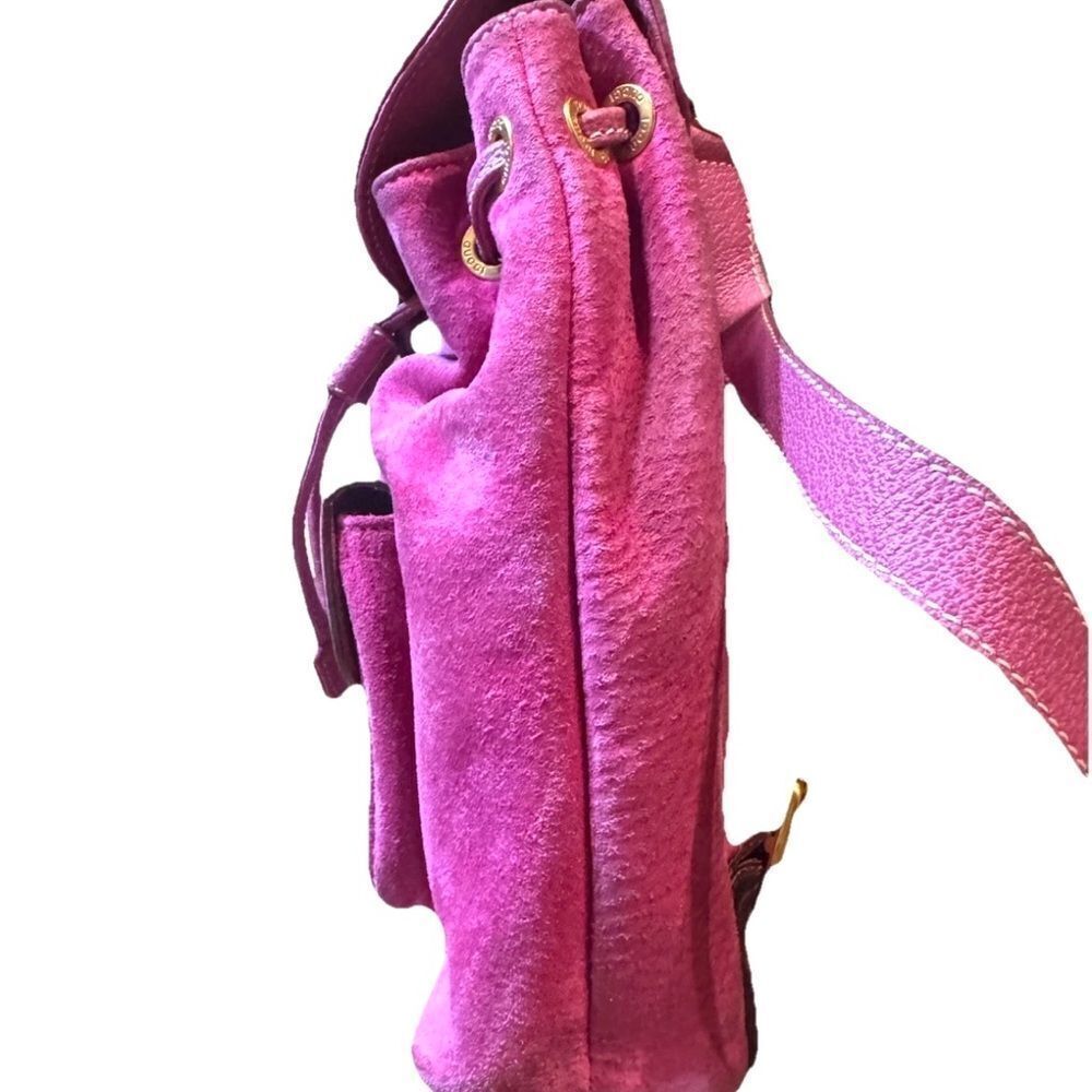 GUCCI Vintage Fuchsia Pink Suede Leather Mini Bamboo Backpack Napsack Auth - Picture 3 of 16